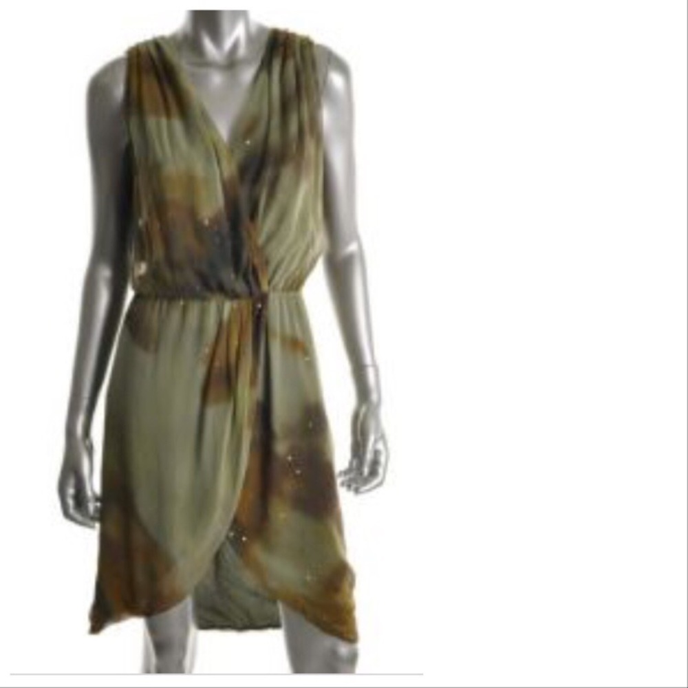 Haute Hippie | Green Tie Dye Camo Silk Wrap Dress